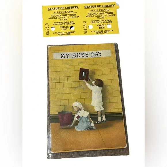 Vintage Paper Ephemera Lot Postcard Library Cards Tickets Flash Cards - Picture 3 of 4